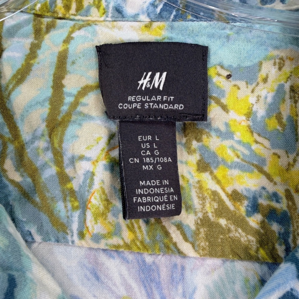 H&M Shirt Regular Fit Viscose Desert Cactus Print L Multicolor Southwest Summer - Picture 2 of 6